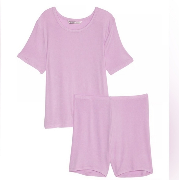 Victoria secret sugar ribbed modal tee short set XS. Nwt - Picture 3 of 7